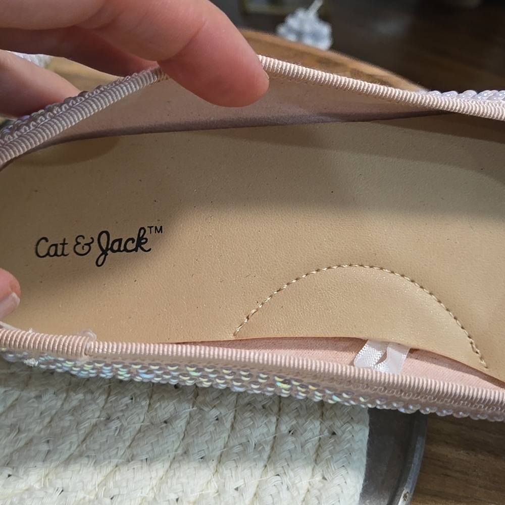 Kids' Lisa Embellished Pearl Ballet Flats - Cat & Jack™ Blush Pink 4: Slip-On, M - Picture 6 of 8